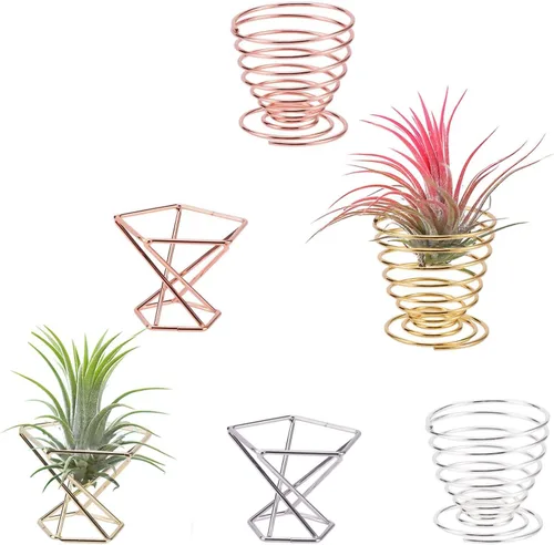 Paquete de 6 soportes para plantas de aire, estantes de alambre de metal para plantas, contenedor Tillandsia para plantas de aire, decoración