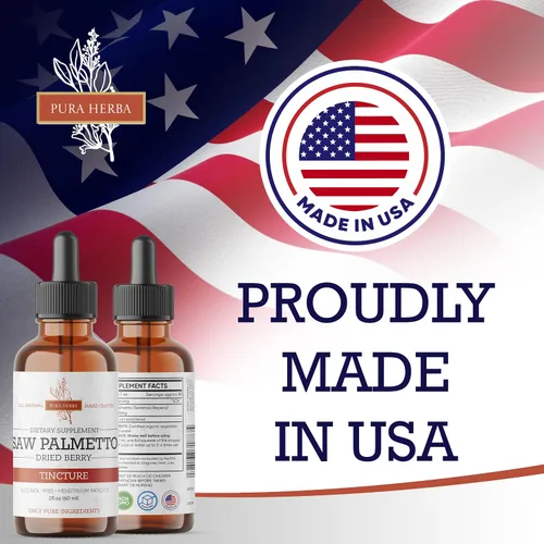 Miniatura 4 de Pura Herba Saw Palmetto Tintura Extracto de hierbas premium sin alcohol de bayas de palma enana americana Suplemento botánico líquido Fórmula