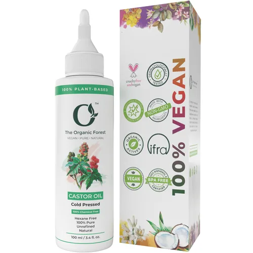 Aceite de ricino orgánico prensado en frío para cabello, piel, pestañas, cejas, 100% puro, sin hexano, aceite facial natural para la nutrición de la