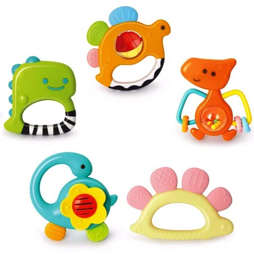 Yiosion Juego de mordedores de sonajero para bebé, juguete musical giratorio para educación temprana, regalos de ducha sensorial para bebés de 3, 6,