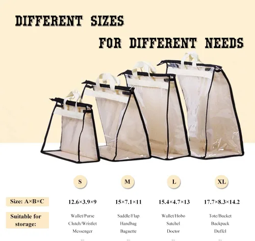 Miniatura 2 de fazhongfa 2 bolsas para el polvo para bolsas, organizador de almacenamiento de bolsos transparentes, no tejidas, bolsa colgante con cremallera y asa