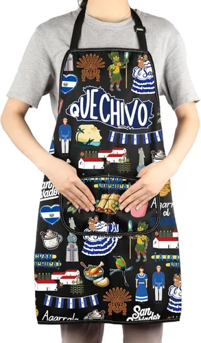 Miniatura 4 de JNIAP Delantal de cocina El Salvador Delantal de la bandera salvadoreña Regalo salvadoreño Delantales de comida salvadoreña Delantales del orgullo