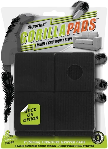 Slipstick GorillaPads CB142 almohadillas antideslizantes para muebles/agarradores (set de 8) protectores de piso para patas de muebles, 2 pulgadas