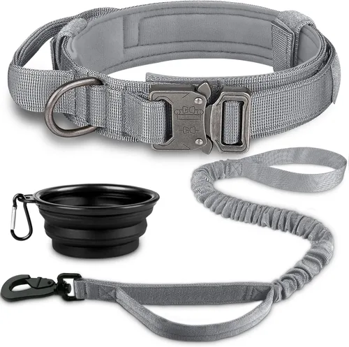 Miniatura 12 de COOYOO Juego de 3 collares tácticos para perros, collar ajustable de nailon para entrenamiento militar con mango de control y hebilla de metal
