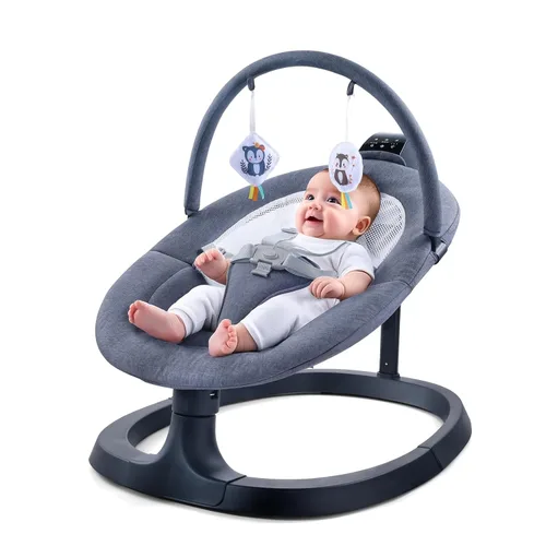 VaVaSoo Columpio eléctrico 2 en 1 para bebé, asiento para niños pequeños de hasta 66 libras, soporte de doble brazo para mayor estabilidad, 3