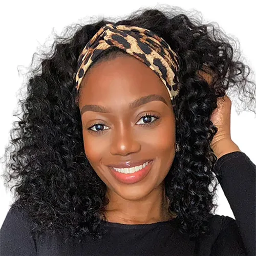 Miniatura 52 de XSY: Peluca de diadema de cabello humano de onda profunda sin pegamento, sin encaje frontal, peluca de diadema rizada, lista para usar y llevar
