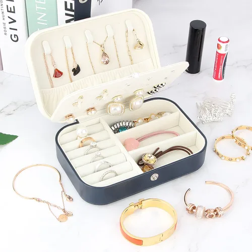 Miniatura 2 de Desing Wish Joyero de viaje, organizador de viaje para joyas pequeñas, cajas de joyería portátil de piel sintética, caja de almacenamiento
