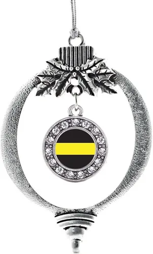 Miniatura 182 de Inspired Silver - Bonita bandera estadounidense - Adorno de Navidad plateado - Adorno de árbol de Navidad con dije circular con circonita cúbica