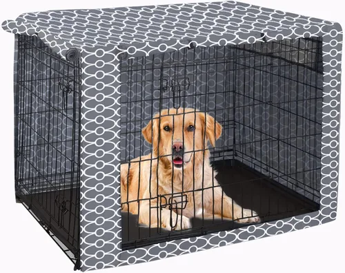 Miniatura 9 de Pethiy Funda para jaula de perro de poliéster duradero, ajuste universal para jaula de perro de alambre, se adapta a la mayoría de jaulas de perros