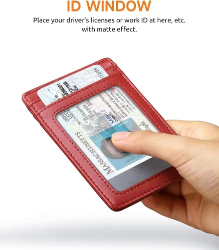 Miniatura 25 de Buffway Billetera delgada para hombre, minimalista con bolsillo frontal delgado, tarjetero de cuero con bloqueo RFID para viajes de trabajo