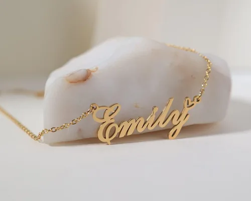 Miniatura 4 de Collares con nombre personalizado chapado en oro de 18 quilates con dije de corazón para mujeres y niñas