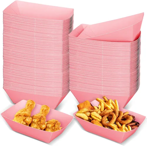 Miniatura 8 de Uiifan 200 bandejas de papel desechables para alimentos y barcos, resistentes a la grasa, bandeja de cartón para perros calientes, soporte