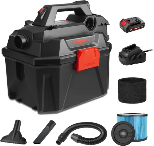 Shop-Vac 5430023 - Aspiradora inalámbrica para húmedo/seco de 20 V, 2 galones, 1.5 pulgadas de diámetro x 5 pies, diseño portátil para limpieza