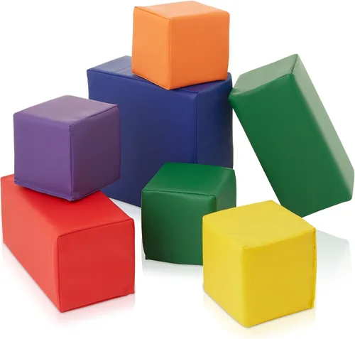 Miniatura 3 de Casafield Juego de bloques de espuma grandes para niños pequeños (juego de 7 piezas), cubos de juego suave para apilamiento, colores y tamaños