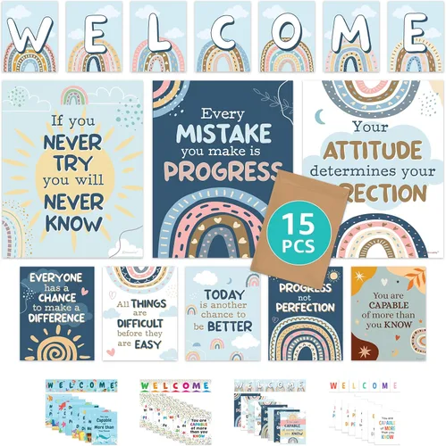 Miniatura 18 de Decorably 15 pósteres geniales de bienvenida para aula, inspirador, decoración laminada mate, para escuela, pasillos, tablones de anuncios