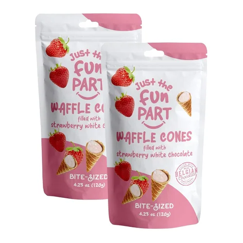 Miniatura 9 de Just The Fun Part Mini conos de gofre crujiente de tamaño bocado Rellenos con chocolate belga premium Excelentes para bocadillos, postres