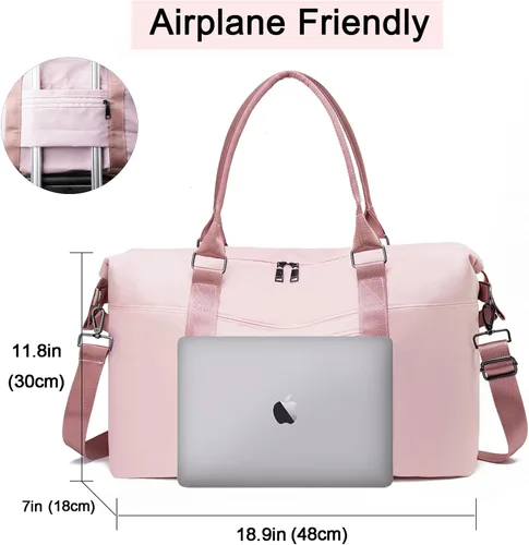 Miniatura 4 de Bolsa de gimnasio con bolsillo húmedo, bolsa de viaje plegable para fin de semana para mujer, bolsa de noche impermeable para viajes, gimnasio, yoga