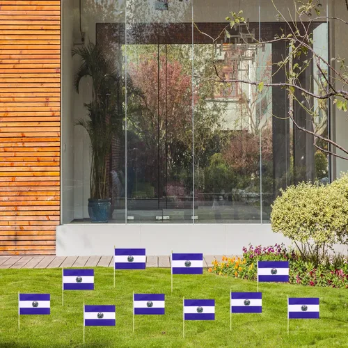 Miniatura 5 de Paquete de 5 mini banderas de mano de madera de El Salvador, adecuadas para varias fiestas de vacaciones, Copa del Mundo, Día Nacional y Día