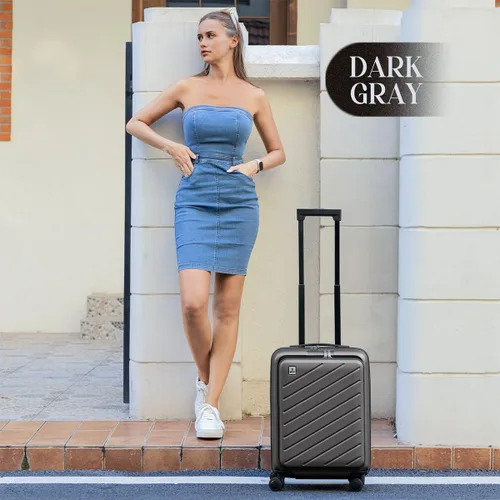 Miniatura 2 de AnyZip Maletas de equipaje con ruedas giratorias PC+ABS Hardshell TSA Lock, gris oscuro