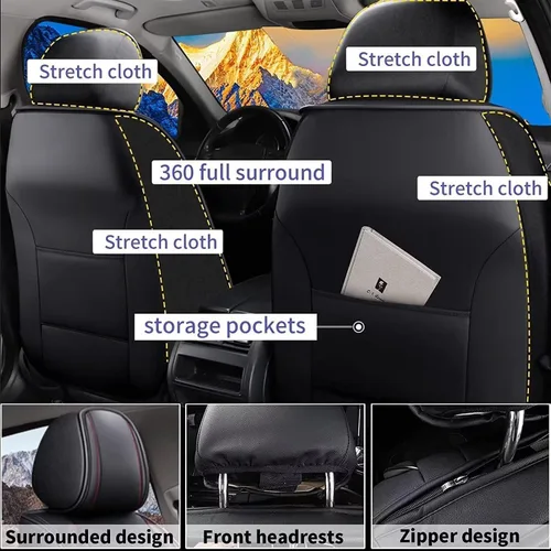 Miniatura 2 de DISUTOGO Juego completo de fundas de asiento de automóvil para Toyota Avalon 2001-2025 2026, de piel sintética, impermeables, compatibles con bolsa