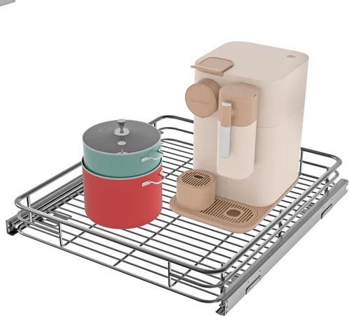JOWBOOW Organizador de gabinete extraíble (20" An x 21" Pr), Estantes extraíbles para gabinetes de cocina, Cajones deslizables de metal resistente,