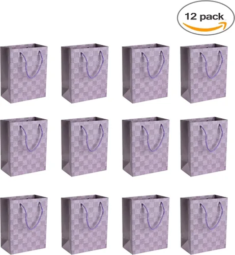 Miniatura 4 de Hammont Bolsas de regalo de boda para dama de honor, recuerdos de fiesta de diseño a cuadros, paquete de 12 bolsas de regalo estampadas con papel