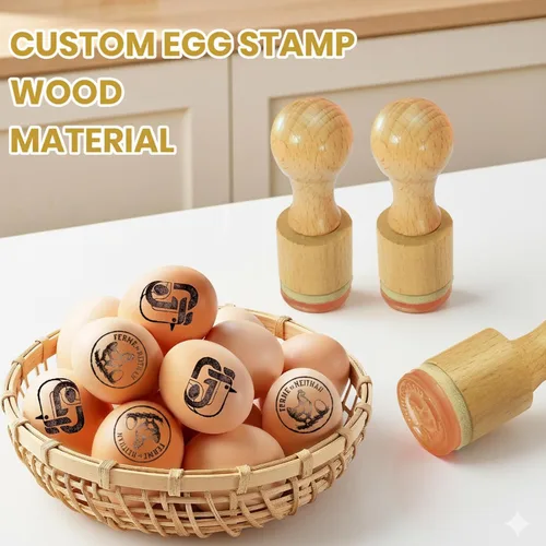 Miniatura 5 de Sello de huevo personalizado – Sellos personalizados de marca de huevos con almohadilla de tinta para huevos frescos de granja, marcadores de huevos