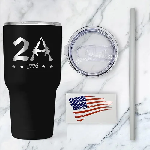 Miniatura 2 de 2A 2nd Amendment - Vaso patriótico de 30 onzas, taza de viaje con bandera estadounidense, taza de viaje para café patriótico, vaso de 30 onzas