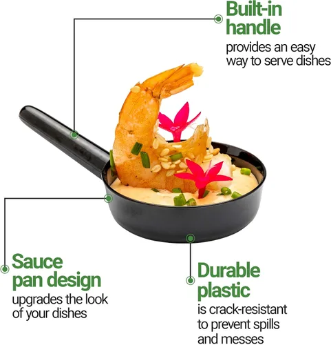 Miniatura 13 de Restaurantware Tazas de postre desechables de 1 onza, 100 mini platos de salsa, diseño de sartén para servir condimentos, aperitivos o muestras