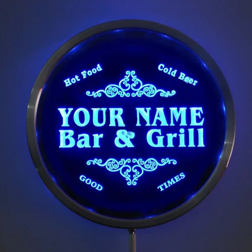ADVPRO rs-u-tm-b Letrero LED redondo de neón con nombre personalizado para bar y parrilla familiar de cerveza para el hogar, 10 pulgadas de Azul