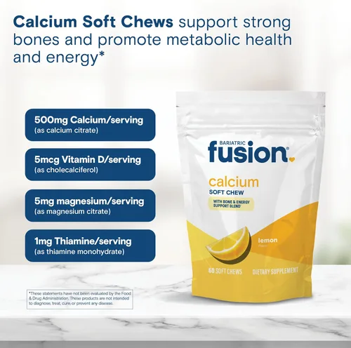 Miniatura 5 de Chicles de suplemento de calcio bariátrico de Bariatric Fusion Citrato de calcio con vitamina D3, vitamina bariátrica Masticablemente libre