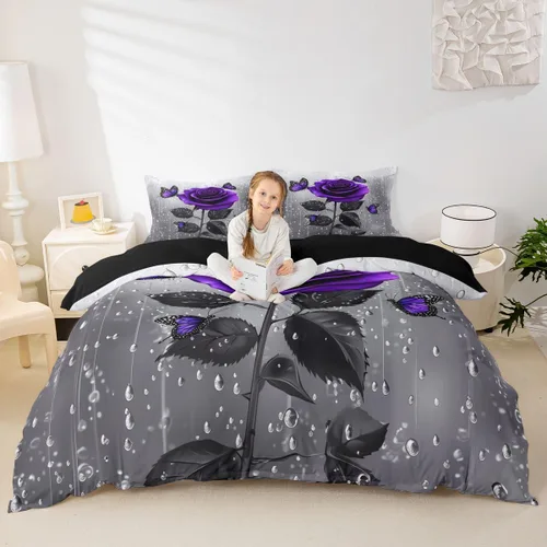 Miniatura 14 de Feelyou Juego de ropa de cama color verde azulado, tamaño individual, funda de edredón turquesa, azul, gris, grunge, degradado, para niños, niñas