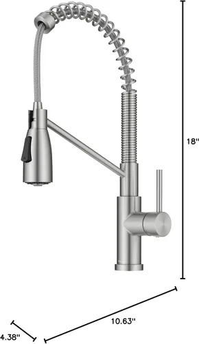 Miniatura 10 de Kraus Coda - Grifo de cocina de estilo comercial de una sola manija con 2 funciones, extraíble hacia abajo, en acero inoxidable sin manchas