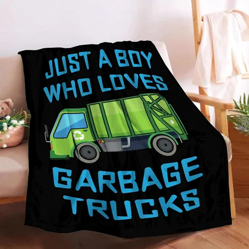 Miniatura 16 de Manta de camión de basura con texto en inglés "Boy Who Loves Garbage" para niños y hombres, manta de franela para regalo, manta de franela acogedora