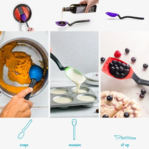 Miniatura 3 de Dreamfarm Supoon - Cuchara de cocina antiadherente para raspar silicona, para servir, mide 0.2 fl oz de cucharadita y 0.5 fl oz de cucharada, 11