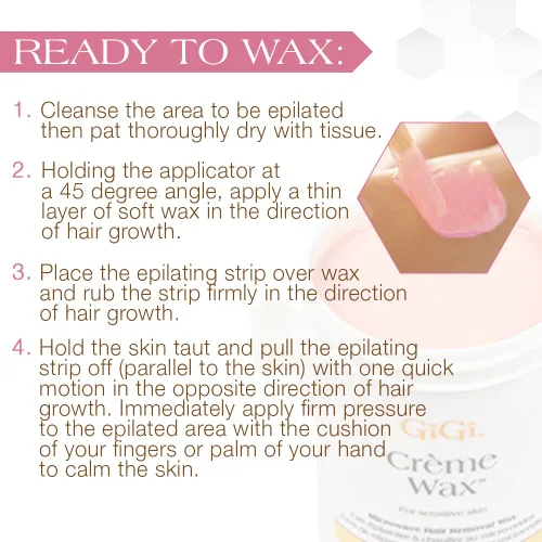Miniatura 5 de GiGi Cera Crème Wax para depilación con microondas para cara y cuerpo, fórmula de cera suave y gentil para cabello fino a grueso, depilación en Cera