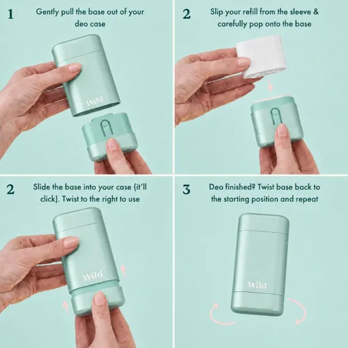 Miniatura 5 de Wild - Estuche Aqua con paquete variado de recarga - Desodorante recargable - Sin aluminio - Incluye fragancias de algodón fresco y sal marina, flor