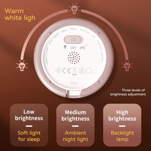 Miniatura 5 de QANYI Luz nocturna para taza de café, regalos para amantes del café, lámpara nocturna recargable regulable que cambia de color, lámpara