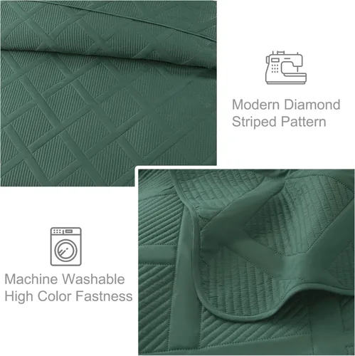 Miniatura 5 de Exclusivo Mezcla - Juego de edredón king extragrande, juego de ropa de cama verde para cama king, con 2 fundas de almohada, colcha moderna