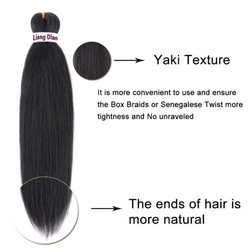 Miniatura 4 de Liang Dian Cabello trenzado preestirado de 22 pulgadas, 6 paquetes de extensiones de cabello sintético con ajuste de agua caliente (color negro)
