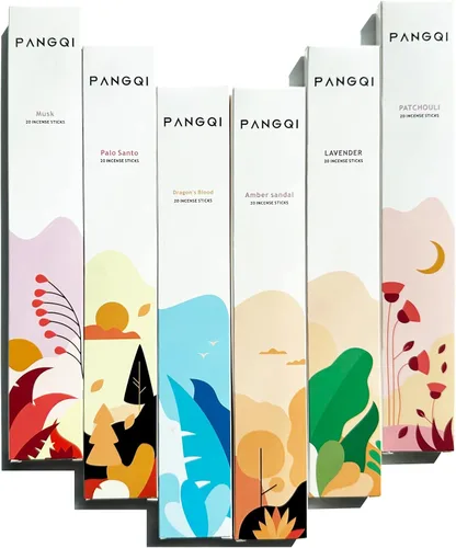 Miniatura 7 de India - Palitos de incienso hechos a mano - Juego de 6 inciensos (120 palos) para yoga, pilates, meditación, tarot - almizcle, Palo Santo, sangre
