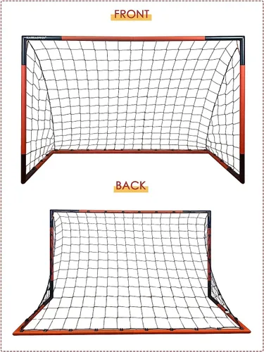 Miniatura 8 de KAIHAOWIN Portería de fútbol 3'x2.5' 6'x4' 8'x6' 10'x6.6' - Portería con marco de acero para todo clima, red de fútbol de montaje rápido - Porterías