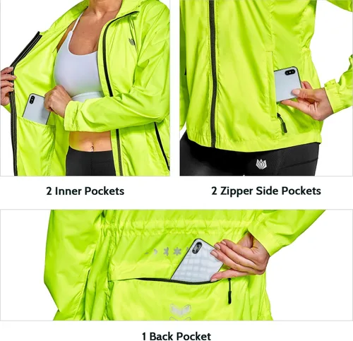 Miniatura 3 de FitsT4 - Chaquetas de ciclismo para mujer, ligeras, resistentes al viento, reflectantes, con capucha