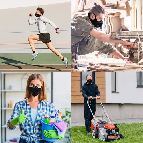 Miniatura 6 de 10 filtros de máscara PM2.5 de carbón activado y 4 válvulas de escape, filtros de máscara facial no tejidos de contaminación del aire, filtro