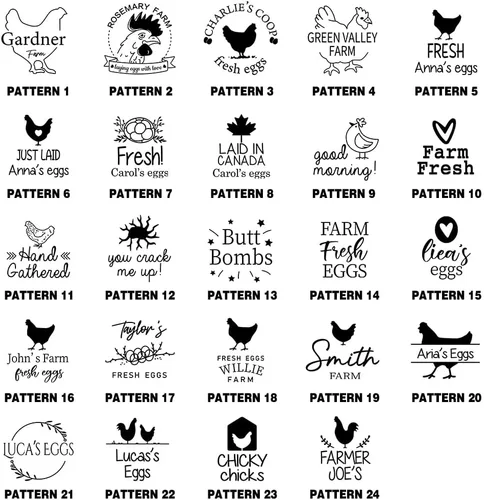 Miniatura 3 de Sello de huevo personalizado, sellos de huevos personalizados para huevos frescos para pollo de granja, 13 estilos disponibles con texto y caja