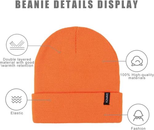 Miniatura 26 de Gorros de lana para mujeres y hombres, unisex, de punto suave, con puños, diseño de calavera, elástico, color sólido, sombreros de invierno
