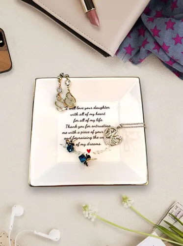 Miniatura 4 de XJF Mother of The Bride, Mother of the Groom - Plato decorativo de cerámica para anillos de la madre del novio