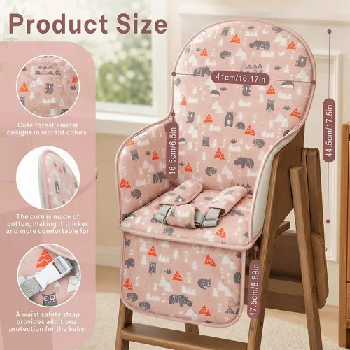 Miniatura 3 de Almohadón para Silla Alta, Cojín para Silla Alta, Cojín para Asiento Transpirable, Patrón Bonito, Diseño Cómodo de Cinturón de Seguridad, Suave