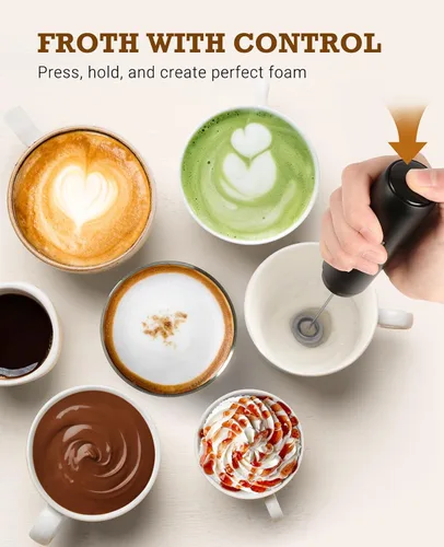 Miniatura 5 de SIMPLETaste - Varita espumadora de leche recargable de mano, mezclador eléctrico USB-C con batidor de acero inoxidable para café, café con leche