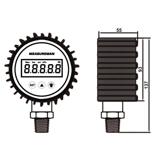 Miniatura 9 de MEASUREMAN Tamaño del dial de 3-1/8", medidor de presión digital, 0-100psi/bar/Mpa/Kpa, montaje inferior NPT de 1/4", precisión del 0.25%